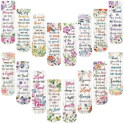 Zonon 48 Pcs Bible Verse Magnetic Christian Bookmarks Clips Floral Style - style: Floral Style