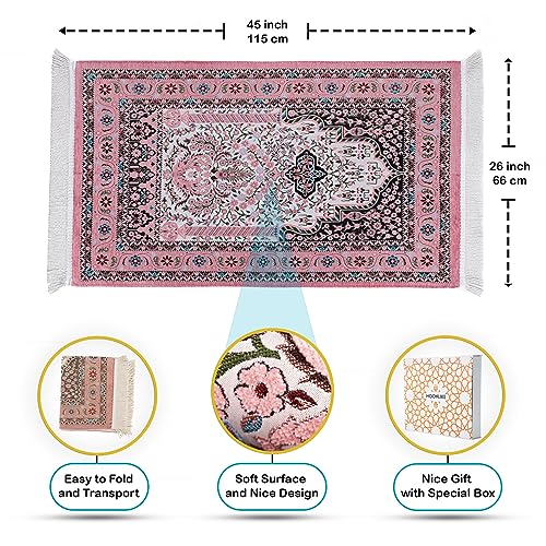 Muslim Prayer Mat - Pink, Thick Islamic Prayer Rug for Ramadan Gifts, Hajj Mubarak - color: Pink