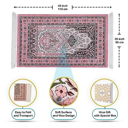 Muslim Prayer Mat - Pink, Thick Islamic Prayer Rug for Ramadan Gifts, Hajj Mubarak - color: Pink