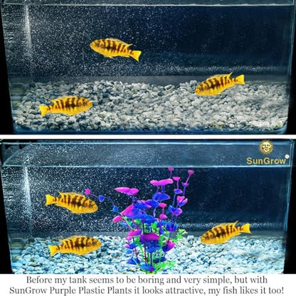 SunGrow Large 9 inch Artificial Plastic Plants - color: Purple Blue Mixed