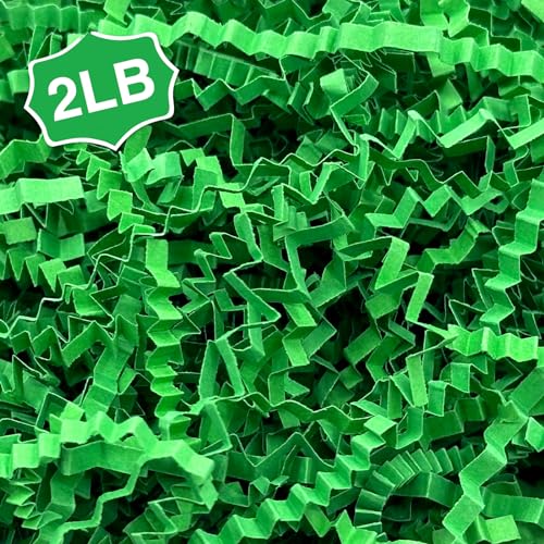 2LB Crinkle paper Shred Paper Filler For Gift Box Basket Bags On Holiday(Forest Green). - color: Forest Green