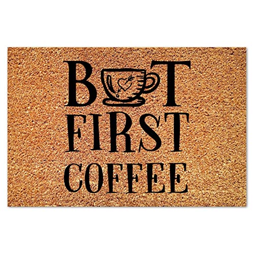 But First Coffee Coir Doormat Rustic Family Love Door Mat Weather Resistant Non Slip Welcome Mat for Front Porch Entrance Home Entryway Housewarming Gift 24x36in - color: Style-5, size: 24x36in