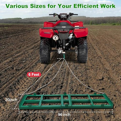 Heavy Duty Drag Harrow Driveway Grader for ATV/UTV/Tractor, 6 Chain, Sand | Heavy-duty steel construction with rust-resistant powder coating delivers lasting performance in tough outdoor conditions, Al