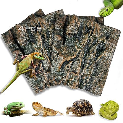 4pcs Rock Terrarium Background,3D Reptile Tank Background Board,Amphibian Stereo Backdrop Wall,Lizard Snake Gecko Spider Chameleon Turtle Fish pet silo Background Decorative Panel - color: yellow-11.8"*8.8"（4pcs）