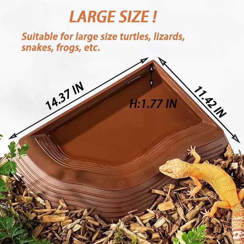 3PCS Tortoise Water Bowls with Ramp Leaf Tortoise Food Dish Reptile Food Water Bowls Reptile Bathing Pool Aquarium Ornament for Gecko, Snake, Turtle, Bearded Dragon, Lizard (Large) - size: Large
