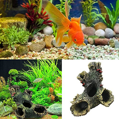 Log Resin Tree Trunk Ornament Aquarium Fish Tank Decoration Home Landscaping Crafts for Fish Tank Small Fish Hiding
