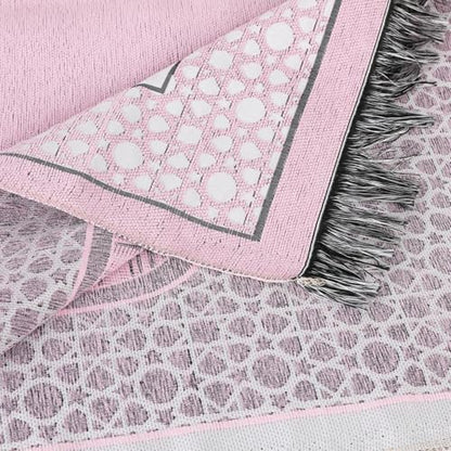 Islamic Prayer Rug Elegant Masjid Pattern Thin Mat Muslim Portable Blanket Ramadan Eid Gift Rug Turkish Prayer Carpet - Pink 1pc - color: 1pc Pinkc