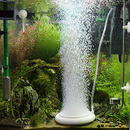 hygger Aquarium Air Stone, Fish Tank Bubbler, Nano Furnace Flue Round Stone Disk, Small Bubbles and High Dissolved Oxygen for Hydroponics, with 2 Suction Cups, 1 Adjust Valve, 1 Check Valve (2 Inch) - color: White, size: 2 Inch