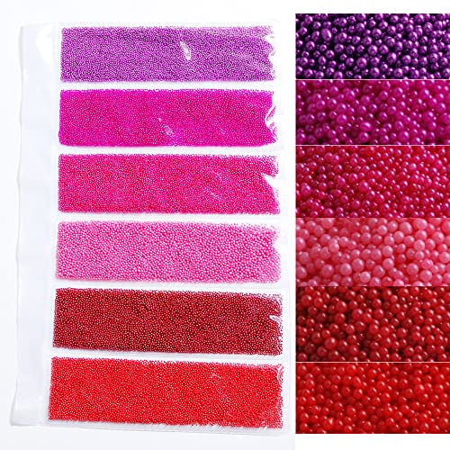 3D Nail Art Caviar Beads Micro Pixie Rhinestones Nail Decoration Mini Acrylic Beads Accessories 6 Colors - color: 6 Grids Purple Red Series Caviar