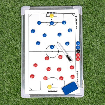 QuickPlay Soccer Coaching Magnetic Whiteboard Double Sided 12x16 in - Magnetic Soccer Tactics Board with Full and Half Field Layout, Dry Erase Coach Board with Magnets