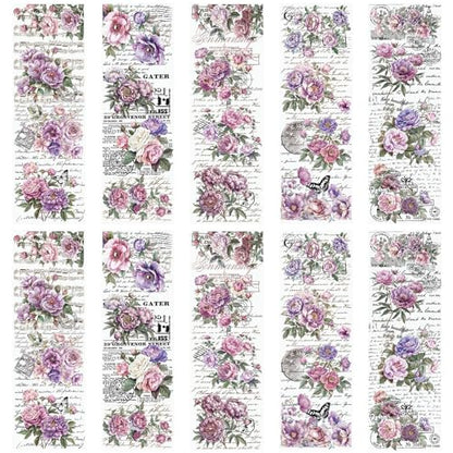 WANDIC 10 Sheets Rub On Transfer Sticker, Lavender Purple Flower Stickers for DIY Scrapbooking Photo Albums Furniture,11.8 * 3.9in - color: Lavender