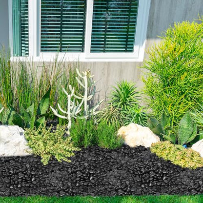 GASPRO 30 Pound River Rocks, Decorative Stones for Walkways, Outdoor Landscaping, Garden, Yard, 1 to 2 Inch, Black Polished Pebbles for Planters, Flower Beds, Vase - size: 30lb