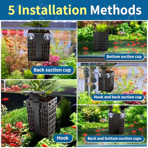 Newly Upgraded Aquarium Plant Holder | Adjustable in Height and Width with Extendable Hook and Suction Cup 4-Pack for Planting Aquatic Plants and Aquariums (Black) - color: Black
