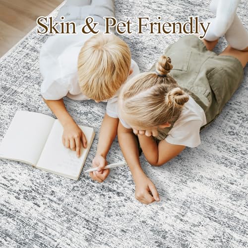 Soalmost Washable Area Rug 8x10 Large Soft Grey Rugs for Living Room - color: Grey, size: 8' x 10' (Rectangular)