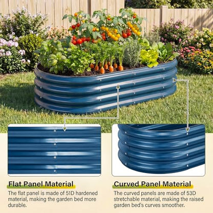 Land Guard 2 Pcs 6ft Metal Raised Garden Bed, 6 x 3 x 1 Galvanized Planter Raised Beds for Vegetables, Blue - color: 5-blue, size: 6×3×1ft(2pcs）