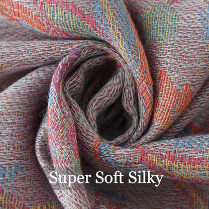 Paisley Pashmina Rave Shawl Scarf-Women's Reversible Ethnic Jacquard Pashmina Wraps for Travel - color: A#. Grey Blue Red