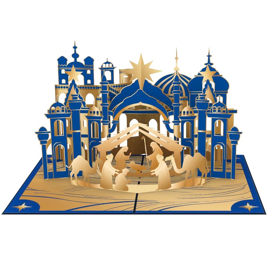 PopLife Nativity Scene 3D Pop Up Card - Handmade Card, Religious Holiday Gift, Blank Christmas - color: Nativity Scene