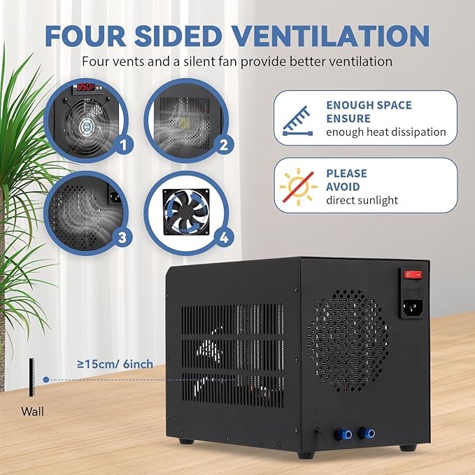 16gal Aquarium Chiller 60L Fish Tank Cooler Unit Quiet for Home Fish Shrimp Breeding 200W
