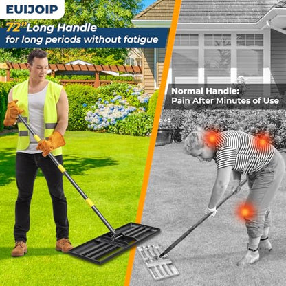 Lawn Leveling Rake 30"x10" for Lawn Care - 72" Extendable Stainless Steel Handle with Ergonomic Grip | Professional Grass Leveling Tool for Golf Courses, Soccer Fields, Backyard Turf Maintenance - size: 30x10", 72"