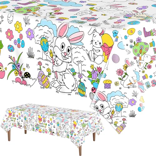 Easter Coloring Tablecloth for Kids,Easter Crafts for Kids Bunny Giant Coloring Poster for Game Activities Gifts Party Decorations Supplies,54 x 108 Inch - color: Bunny