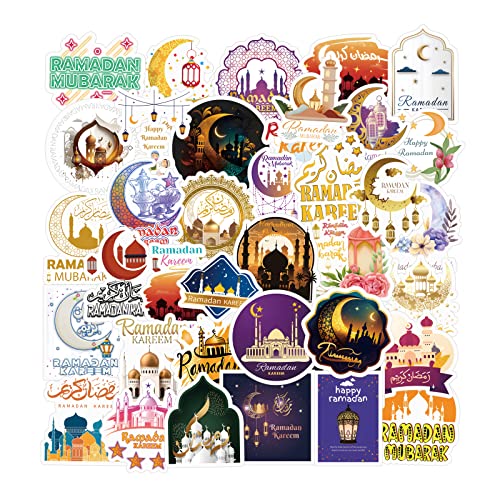 65PCS Ramadan Stickers Islamic Sticker Vinyl Waterproof for Laptop,Bumper,Skateboard,Water Bottles,Computer,Phone