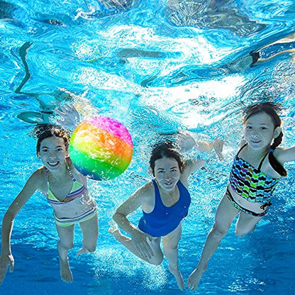 Hiboom 9 Inch Swimming Pool Diving Balls Underwater, Pools Toys Ball with Water Filling Adapter for Underwater Passing, Dribbling, Diving and Pool Games for Teens, Adults(Rainbow Style) - style: Rainbow Style