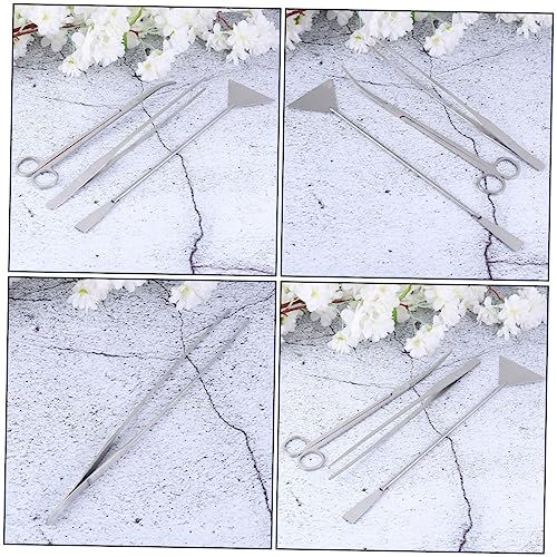 BESPORTBLE 1set Aquatic Plants Tool Kit Stainless Steel Aquascaping Tweezers Scissors Spatula Storage Bag Fish Tank Maintenance Tools for Aquarium Plants Decorations