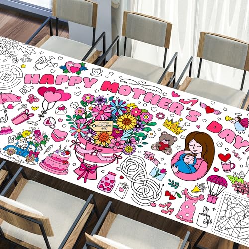 Mother's Day Giant Coloring Poster, Paper Coloring Tablecloth for Home DIY Drawing Games Mother's Day Birthday Party Supplies 30x72 Inch - color: Mothers Day