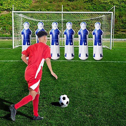 SUNSHINEMALL Inflatable Tackling Dummies for Football Practice Poles,Soccer Training Equipment Wall Dummy Goalkeepr Mannequin Basketball Defender Tumbler for Dribbling Passing Drills - color: Blue