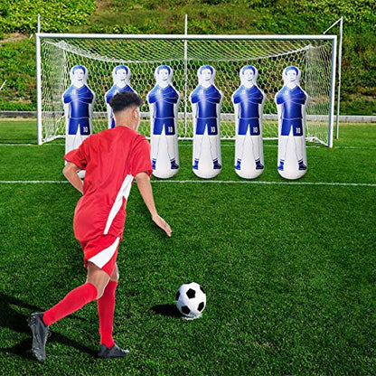 SUNSHINEMALL Inflatable Tackling Dummies for Football Practice Poles,Soccer Training Equipment Wall Dummy Goalkeepr Mannequin Basketball Defender Tumbler for Dribbling Passing Drills - color: Blue