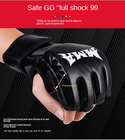 MMA Gloves, Half-Finger Boxing Fight Gloves MMA Mitts with Adjustable Wrist Band UFC Gloves for Sanda Sparring Punching Bag Training (One Size Fits Most) - color: Tiger claws red