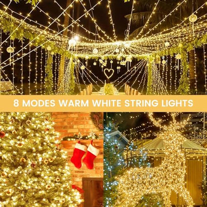 4 Pack 200 LED Battery Operated String Lights, 8 Modes Twinkle Fairy Lights - color: Warm White, size: 4PK(50LED)
