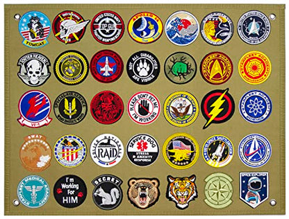 Tactical Patch Display Panel Holder Board for Military Army Combat Morale Uniform Hook and Loop Emblems, 18 Inches x 24 Inches (Small), No Patches Included - color: Brown, Small