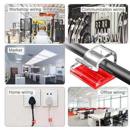100PCS 0.55 * 0.55 inch Cable Clamps No Punching Wire Card Crimp Buckle Clamps and Light Tape Fixed Aligner Plastic Clips Suitable for String and Color Lights