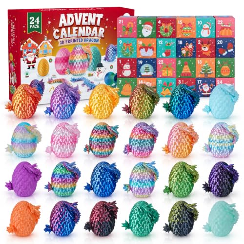 Advent Calendar 2026, 24PCS 3D Printed Dragon Eggs with Dragon for kids