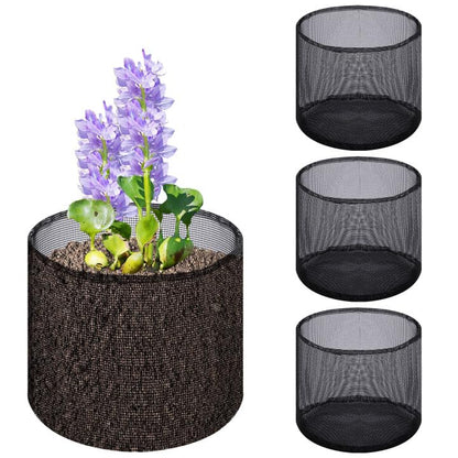 EBaokuup 4 Pcs Aquatic Pond Planting Bags-7.1" H x 7.2" Dia Reusable Mesh Water Garden Pond Plant Pot-Breathable Black Round Lily Plant Pots for Pond Bog Plant Garden Terrestrial Plant - color: Black, size: Round