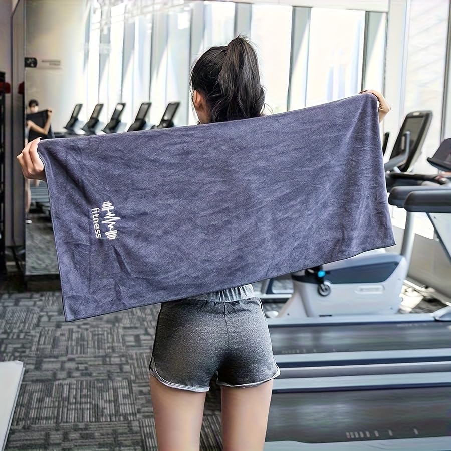 Sports Towel Quick-Drying Super Absorbent Large for Gym, Running and Swimming, Hang on Fitness Equipment to Wipe Sweat, Gray - color: Gray