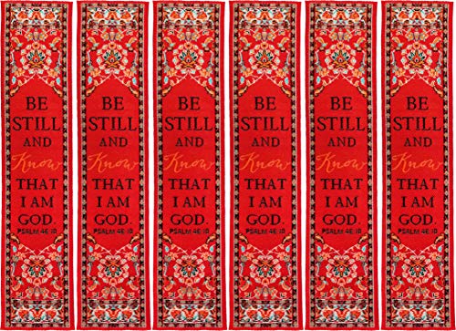 Be Still, Bulk Pack of 6 Woven Fabric Christian Bookmarks, Silky Soft Psalm 46:10 Flexible Bookmarker for Novels Books and Bibles, Religious Memory Verse Gift - color: Be Still and Know, size: 6 Pack