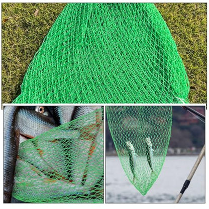 Balacoo Fishing Replacement Net Head Thickened Nylon Mesh Sturdy Fish Catching Basket Portable Fishing Accessory for Freshwater and Saltwater Use