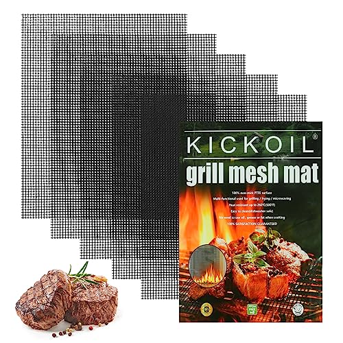 Grill Mesh Mat Set 5, Non Stick BBQ Grill Mats, Heavy Duty, Reusable | Easy to Clean-Dshwasher Safe, Mesh Grilling Mats for Charcoal, Pellet, Gas, Electric Grill, 15.75 x 13 inch