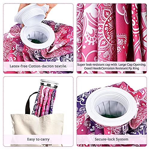 Nuanchu 3 Pieces Ice Bags for Injuries Reusable Ice Pack Hot Cold Water Bag 6, 9, 10 Inches Hot Cold Therapy and Pain Relief Pain Screw Top for Sports Knee Head Leg(Mandala Style) - style: Mandala Style