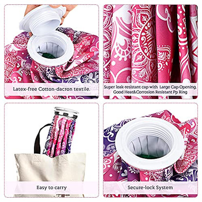 Nuanchu 3 Pieces Ice Bags for Injuries Reusable Ice Pack Hot Cold Water Bag 6, 9, 10 Inches Hot Cold Therapy and Pain Relief Pain Screw Top for Sports Knee Head Leg(Mandala Style) - style: Mandala Style