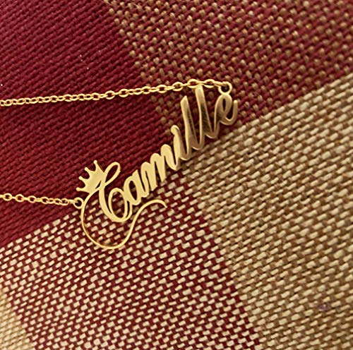 Custom Name Necklace Personalized, 18K Gold Plated Customized Nameplate Necklace Dainty Jewelry Gift for Women, Bridesmaid - color: Name Necklace with Crown