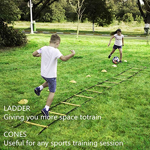 Agility Ladder, Speed Ladder, Speed Training Equipment Set, 20ft Agility Ladder, 12 Soccer Cones, Running Parachute, Basketball Football Soccer Training Equipment for Kids, Youth, Adults