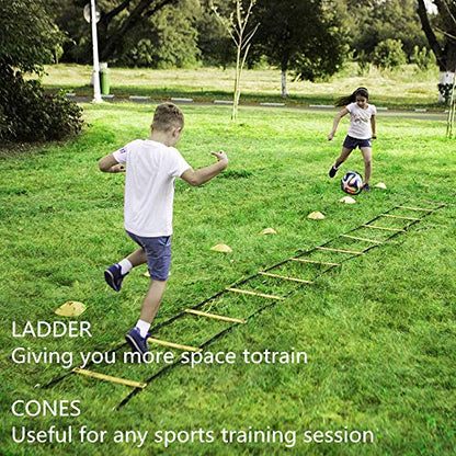 Agility Ladder, Speed Ladder, Speed Training Equipment Set, 20ft Agility Ladder, 12 Soccer Cones, Running Parachute, Basketball Football Soccer Training Equipment for Kids, Youth, Adults