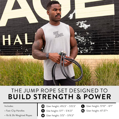 Crossrope Get Strong Weighted Jump Rope Set for Strength | Power Handles with 1 and 2 lb weighted ropes to build power and endurance. Designed for full-body, strength-focused workouts. - size: XL - (6’2”+ User Height)