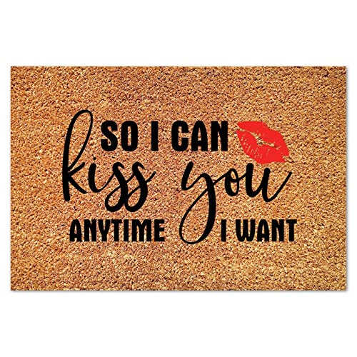 So I Can Kiss You Anytime I Want Coir Door Mat Quotes Saying Rug Rustic Thick Durable Non Slip Mat for Outside Home High Traffic Area 16x24in - color: Style-14, size: 2' x 1'4" (Rectangular)