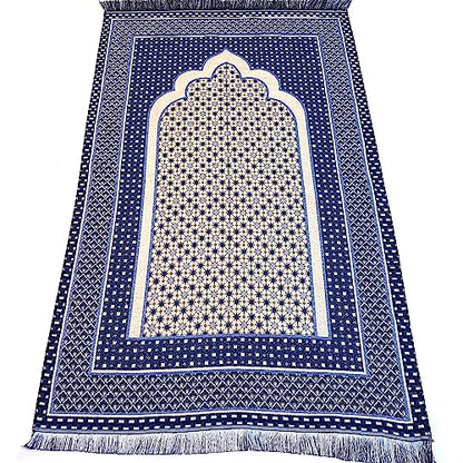 Modefa Turkish Islamic Prayer Mat Janamaz Sajjadah | Thin Woven Cotton Praying Rug Ramadan Eid Gift | Traditional Muslim Sejada for Men Women - Hira Diamond (Royal Blue) - color: Royal Blue