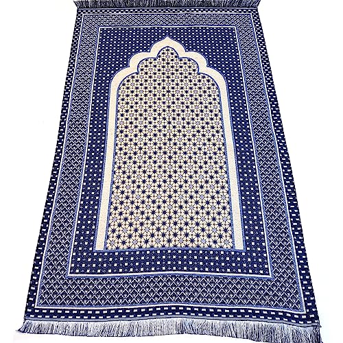Modefa Turkish Islamic Prayer Mat Janamaz Sajjadah | Thin Woven Cotton Praying Rug Ramadan Eid Gift | Traditional Muslim Sejada for Men Women - Hira Diamond (Royal Blue) - color: Royal Blue