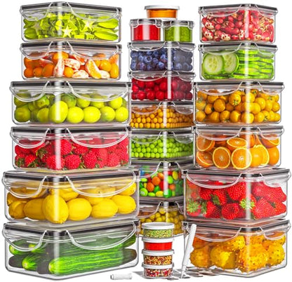 HOMETALL 50 Piece Food Storage Containers with Lids Airtight | 100% Leakproof Plastic Meal-Prep Containers Reusable(25 Containers & 25 Lids),Microwave and Dishwasher Safe - color: Pack of 25